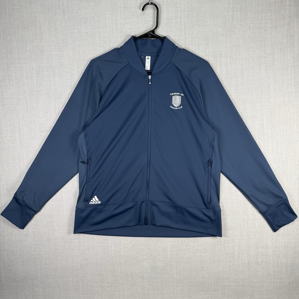 Adidas Jacket Men's Size XL Blue Full Zip Golf Lightweight Perforated Logo
